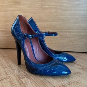 Vintage Bottega Veneta Blue Mary Jane Pumps